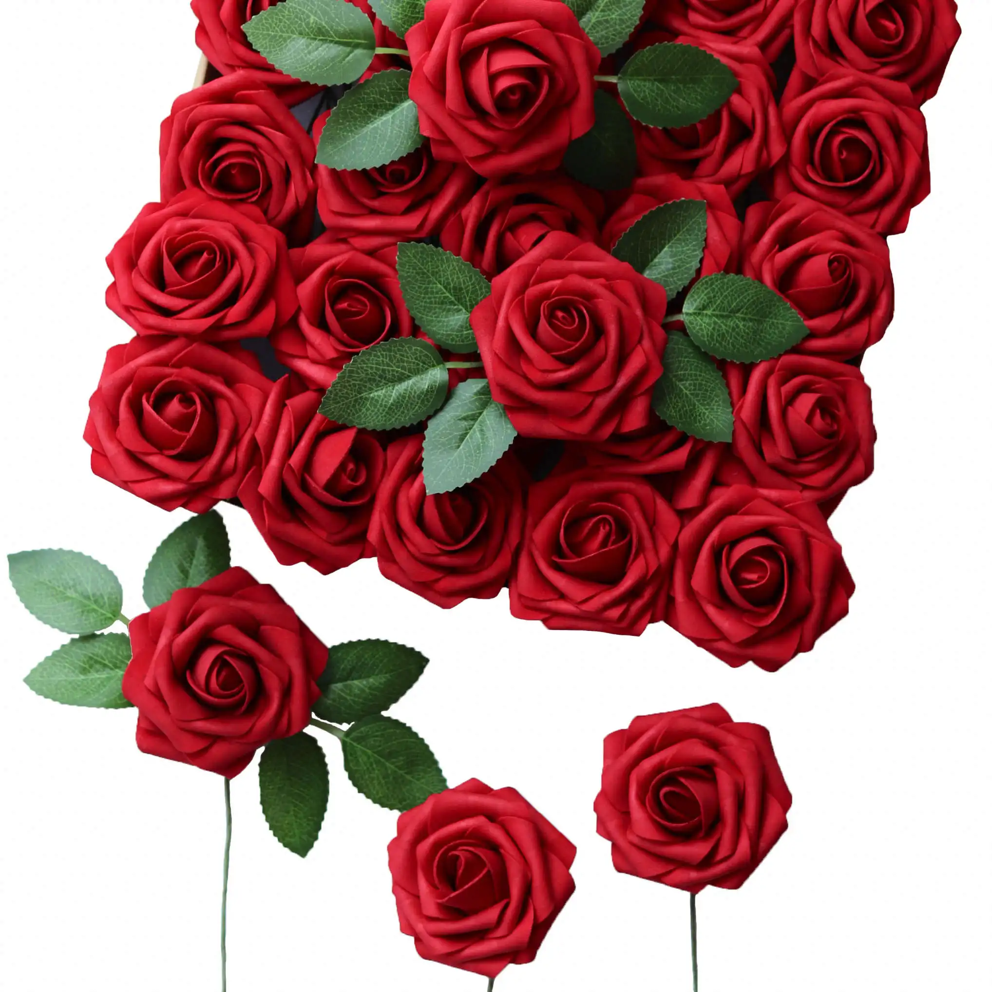 Wholesale Roses Artificial Flowers Soap Flowers Real Looking Rose Red Wine Foam Roses for Wedding Decoration & Supplies
