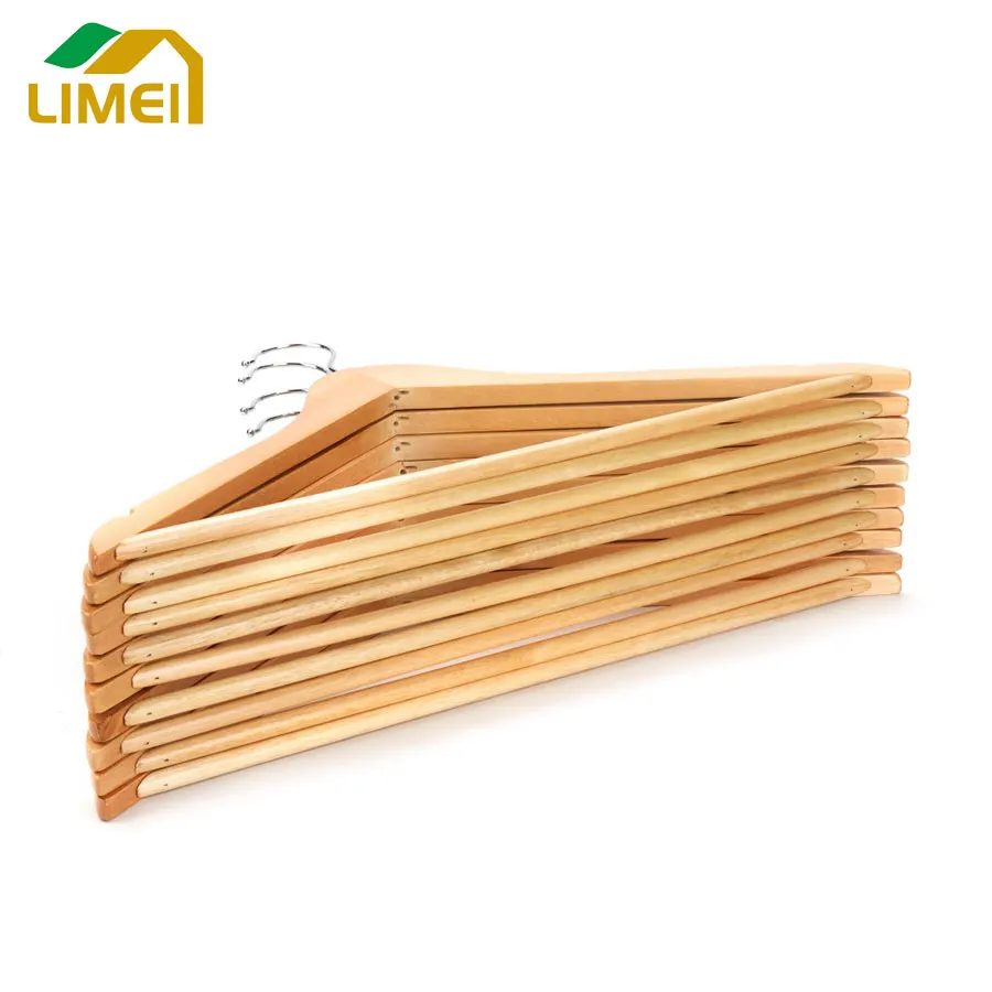 Manufacturer wholesale hangers high quality custom logo clothes shop rack  hanging coats natural wooden cloth hanger