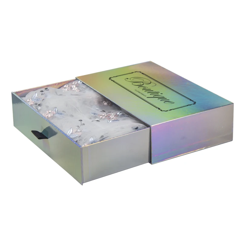 
Luxury Custom Rigid Cardboard Paper Packaging Sliding Boxes with Ribbon Perspex Kids Present Gift Drawer Box 