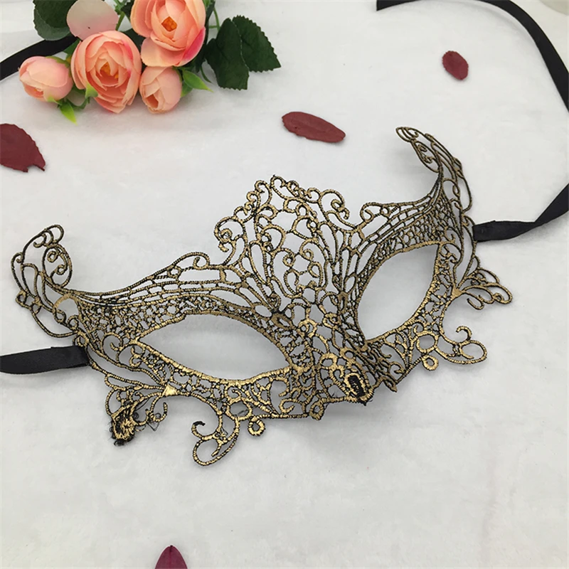 Women Party Mask Vampire Laser Cut Venetian Mask Charm Metal Masquerade Mask
