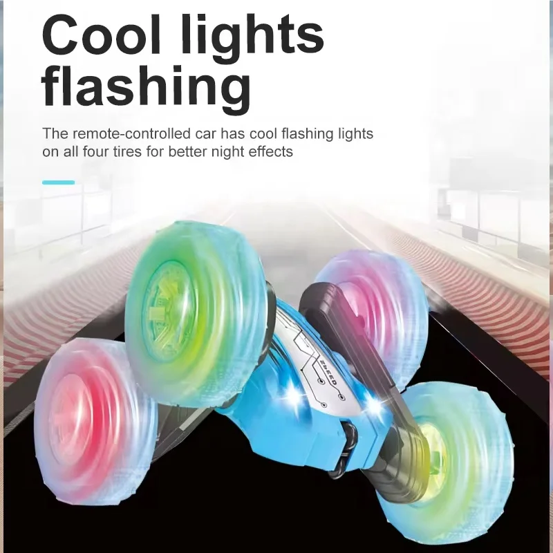 360 Rotation RC Stunt Car with LED Lights 2.4G Remote Control Off Road Toy Vehicle for Sand Grass and Indoor Play Durable Build