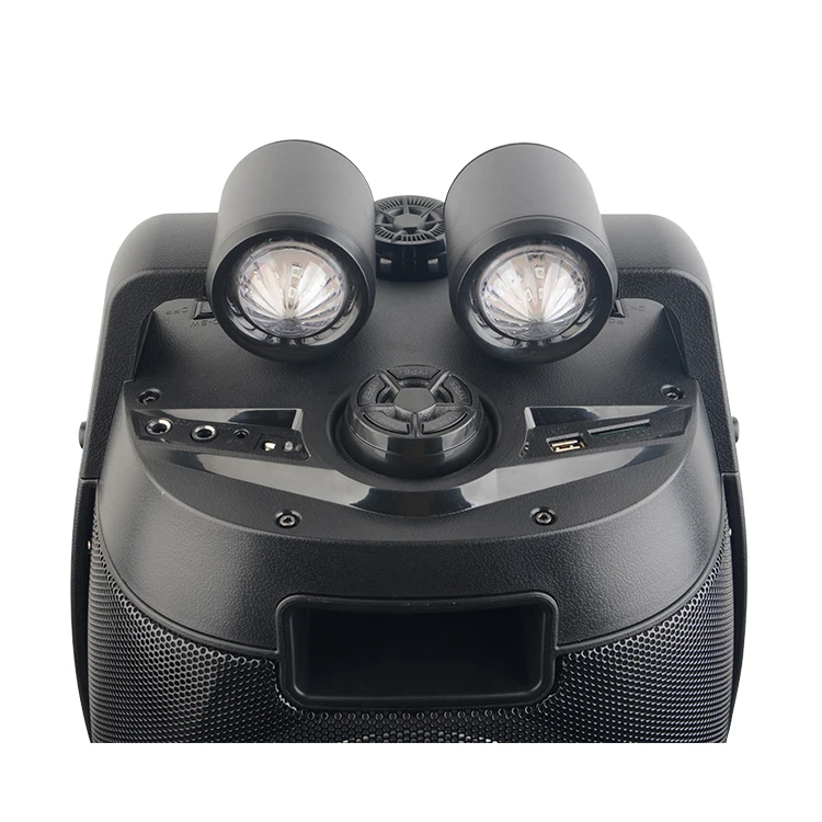 Portable subwoofer speaker LED light professional outdoor karaoke stereo party speaker with wheel