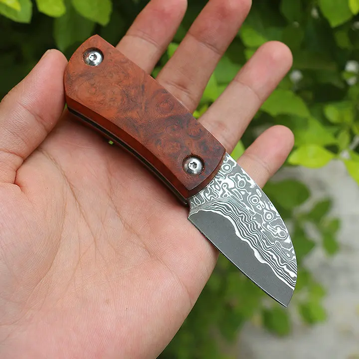  Нож из дамасской стали с деревянной рукояткой Red shadow оригинальный складной нож узором Новые поступления от