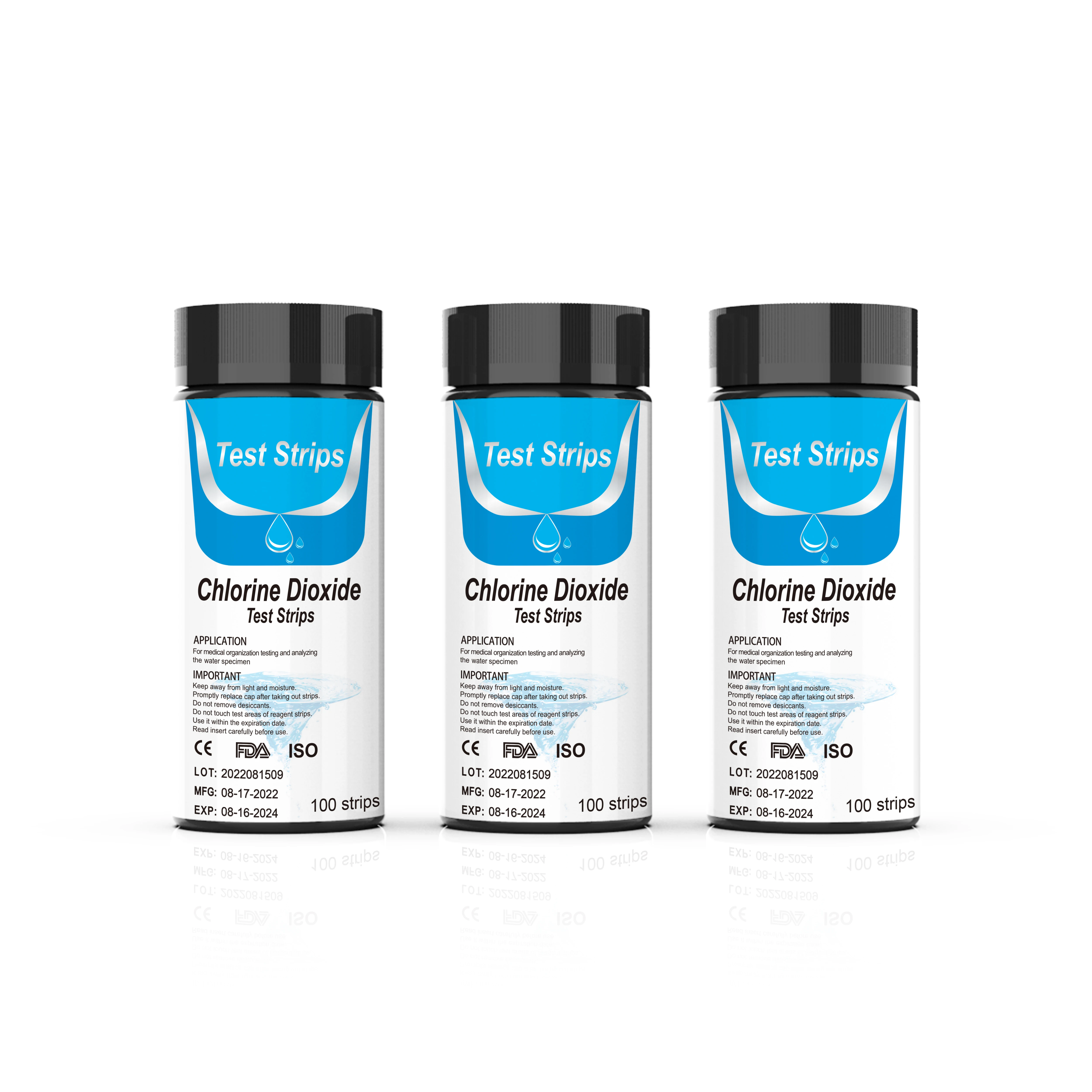 ClO2 Water Test Testing Kit 0-2000ppm, for Swimming pool, Household, Chlorine dioxide Water Test Strips