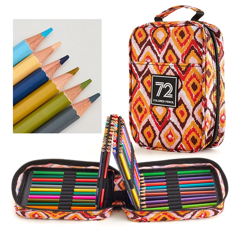 Custom Package Artist 72 Color Pencils Quality Premium Art Supplies 3.0 Colored Pencils Set With Portable Travel Zipper Case