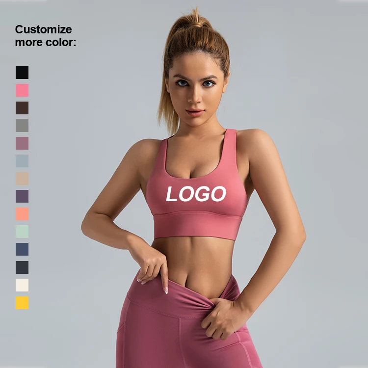 Customizable Casual Crop Top Enhanced Support Quick Dry Fitness Yoga Running Push Ups Shock Absorption Sports Bra for women