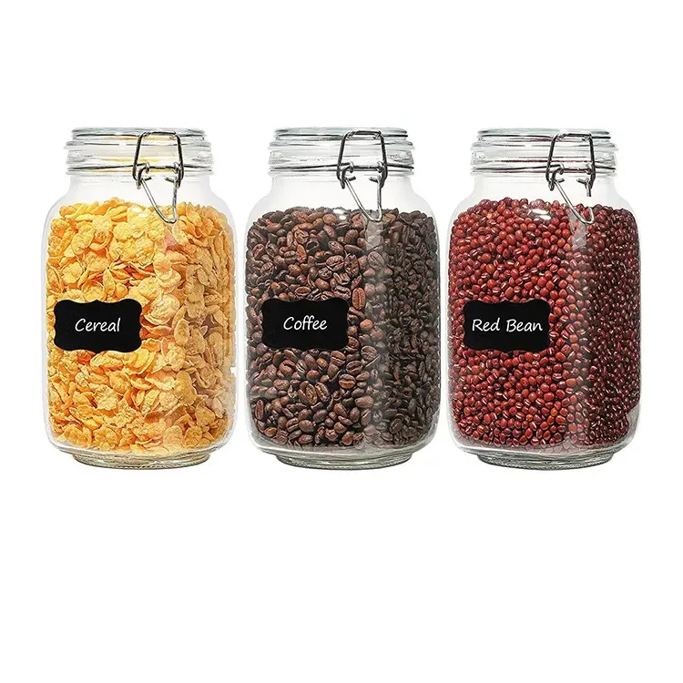 Modern 3L Airtight Glass Canister Storage Jar Set for Food Condiments Beverages School & Wedding Use with Lids