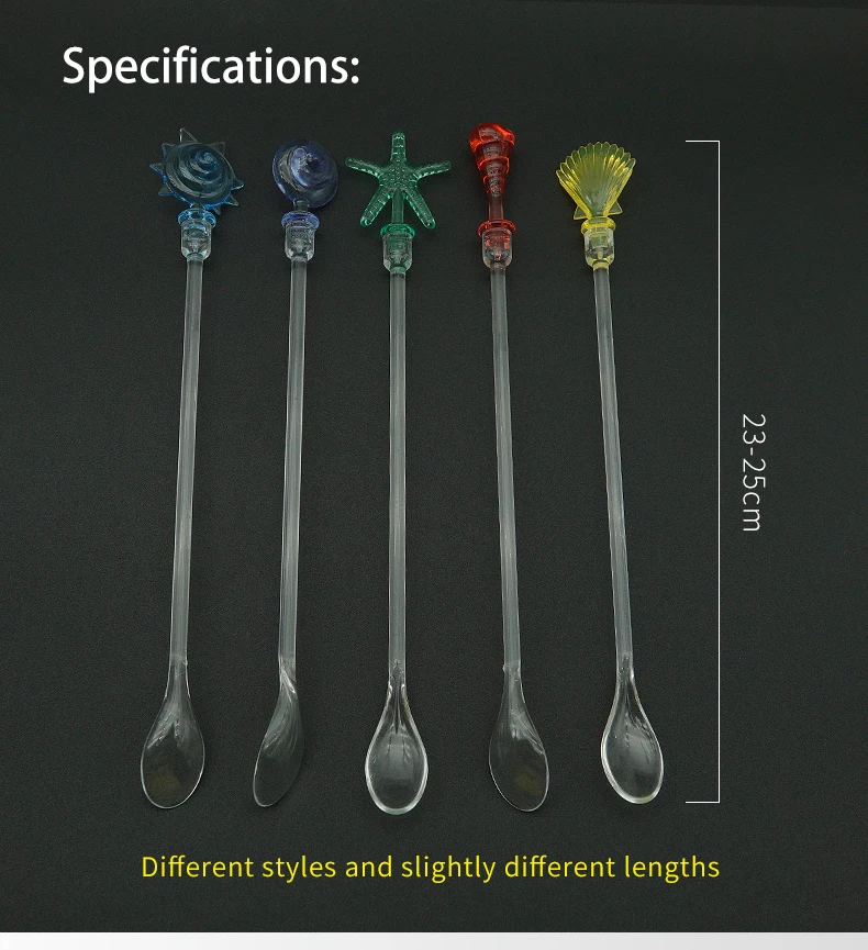 Factory Hot Sales Bar&restaurant Ocean Art Mixing Stick Style Spoon Acrylic Mixing swizzle sticks