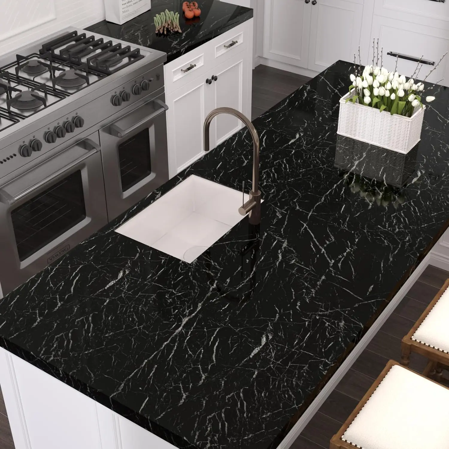 Wholesale Modern Black Peel And Stick Waterproof PVC Self Adhesive Marble Wall paper Design Sticker For Home Table