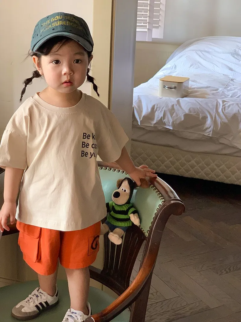 Kids Toddler Tape folder Basic short Sleeve T shirts Boys Girls Plain  summer   For Aged 2-7Y  Oversized toddler boy t shirts