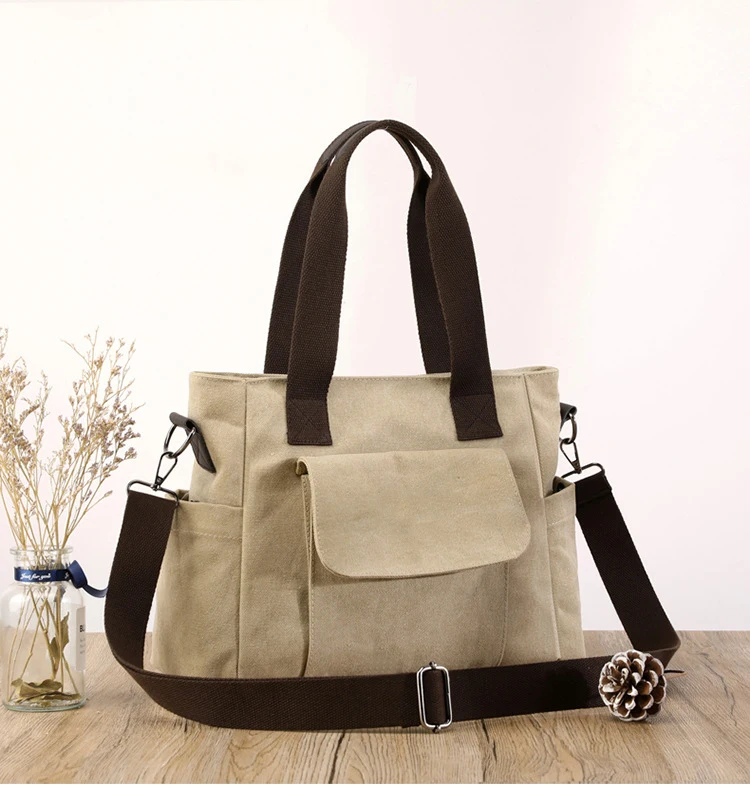 Fashion Custom logo Europe Ladies Canvas Handbags Women Shoulder Bag Hand Tote Bags