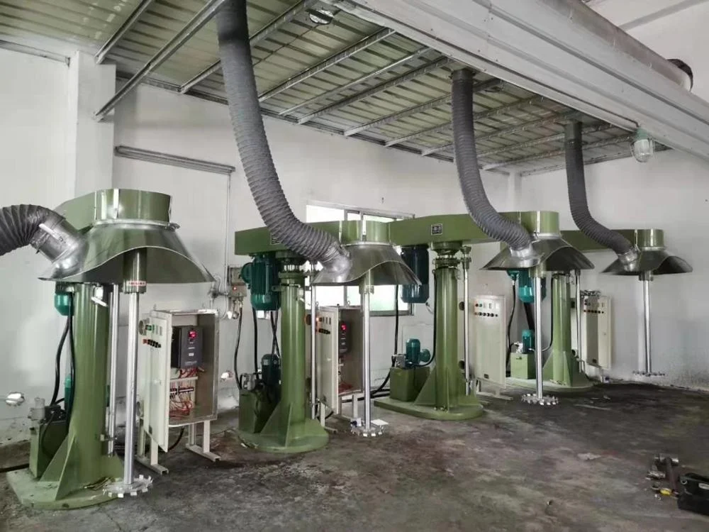 Liquid and solid double shaft disperser and  industrial paint mixer