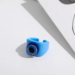 Корейские геометрические акриловые смолы Открытое кольцо INS Мода уксусная кислота Ретро винтажный зловещий глаз повседневные женские кольца