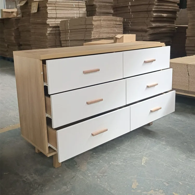 Modern High Gloss Living Room White Color Home Storage Furniture Wooden 6 Drawer Cabinet