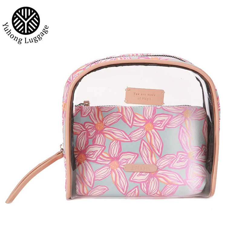 Yuhong  PVC Cosmetic Transparent Bag Waterproof Clear Travel Toiletry Bag Custom Cosmetic Make up Bag