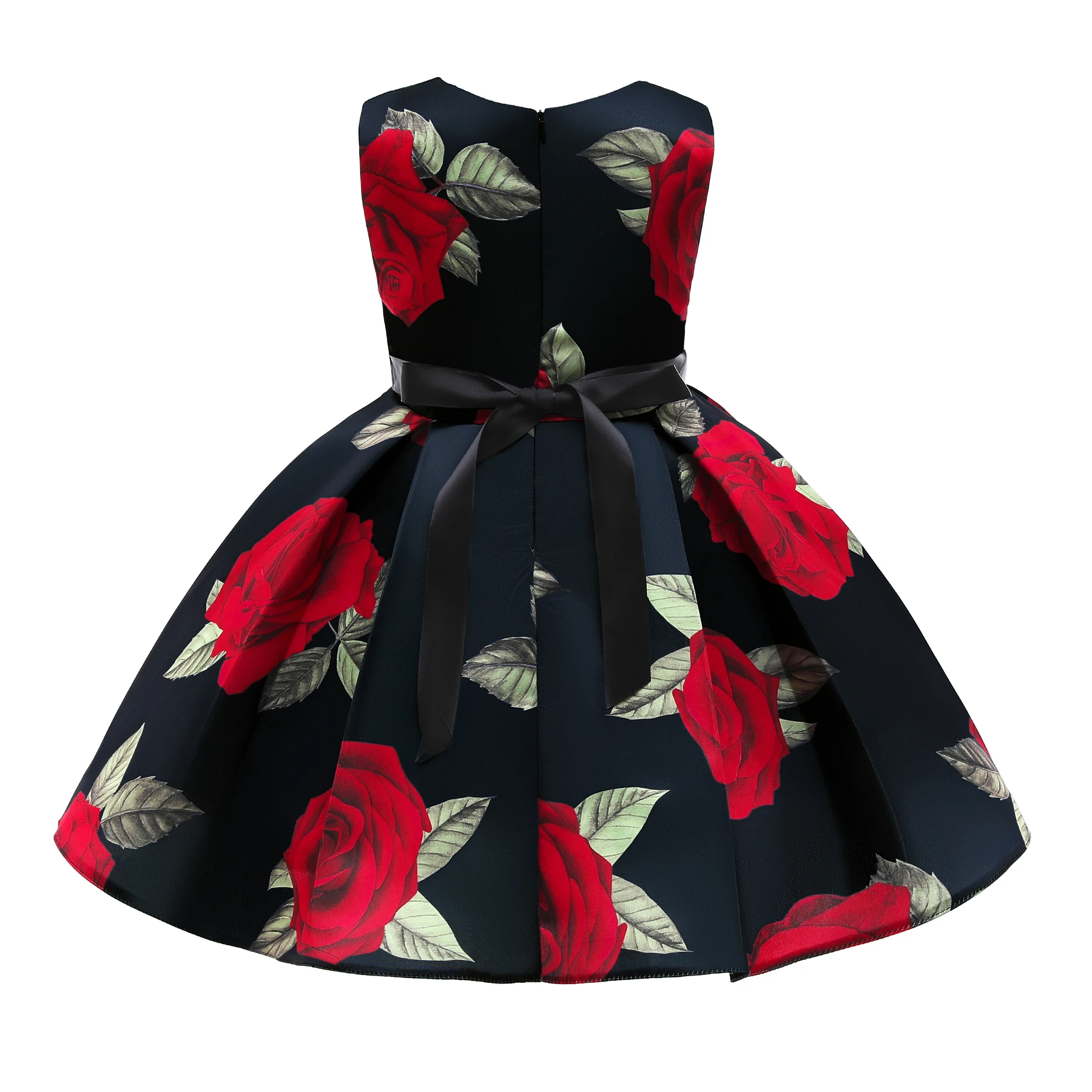 High quality Kid clothes baby print dresses modern flower girls dress 8126