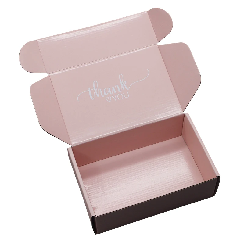 Custom size pink printed logo two-sided gold stamping 3-ply corrugated clothing swimwear paper packaging box
