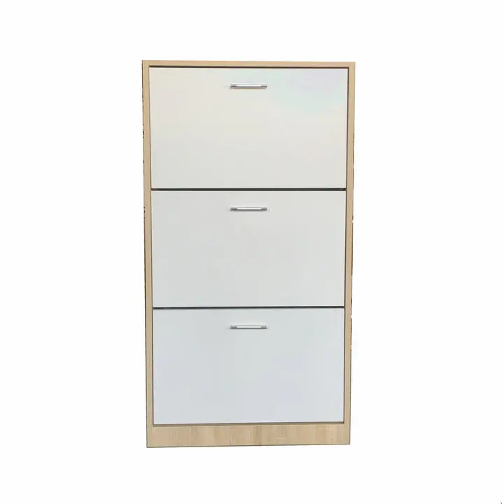 New Design 3 Doors White Wooden Shoe Cabinet
