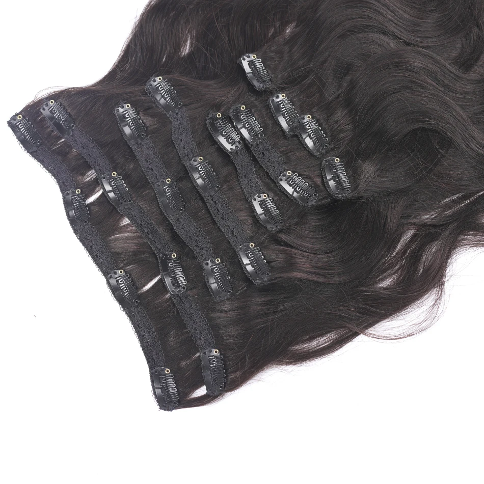 Invisible Seamless Clip ins Body Wave Human Hair Available More Volume Customized Color Clip In Hair Extensions