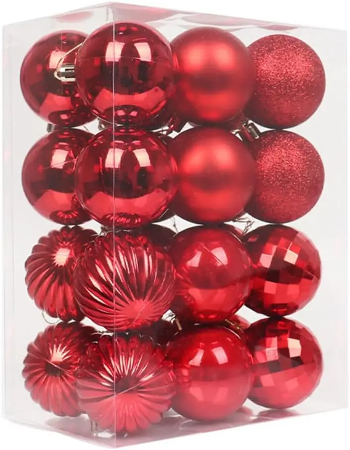 Yiwu Factory Directly Hot Sale 6cm Round Shape Red Color Plastic Ball Christmas Tree Decorations