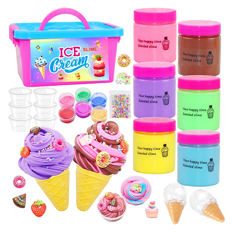 Wholesale Low Price Butter Slime Ice Cream Slime 6 Colors Fluffy DIY Slime Kit Anti Stress Toy for Girls Kids