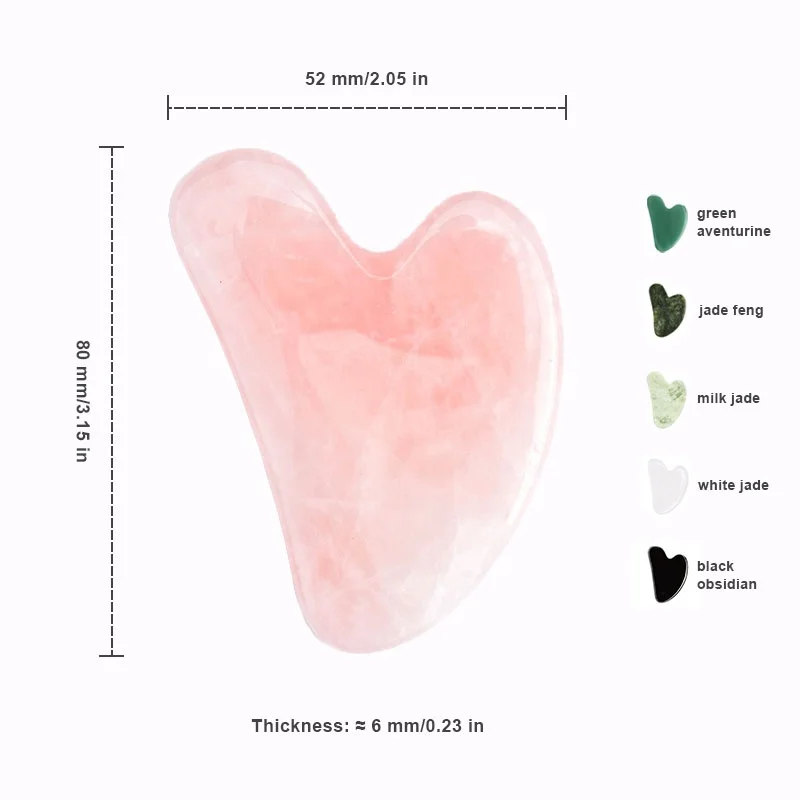 Heart Shape Gua Sha Stone Custom Logo Natural Rose Quartz Jade Black Obsidian Facial Massager Customized Packaging Box Gua Sha