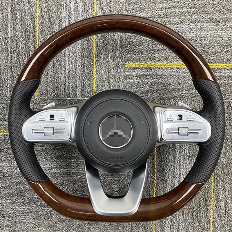 Wood Pattern Leather Steering Wheel Customized For Mercedes Benz Range