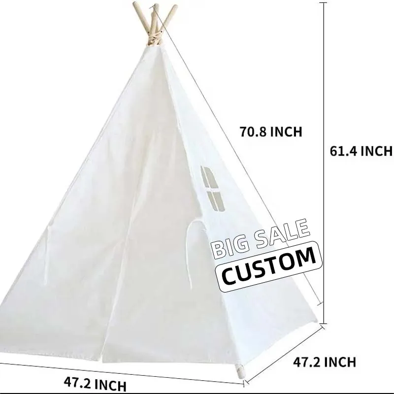 High quality 100% Canvas Cotton Tipi Children Tent House Cotton Round Dome Yurt For Playing Game