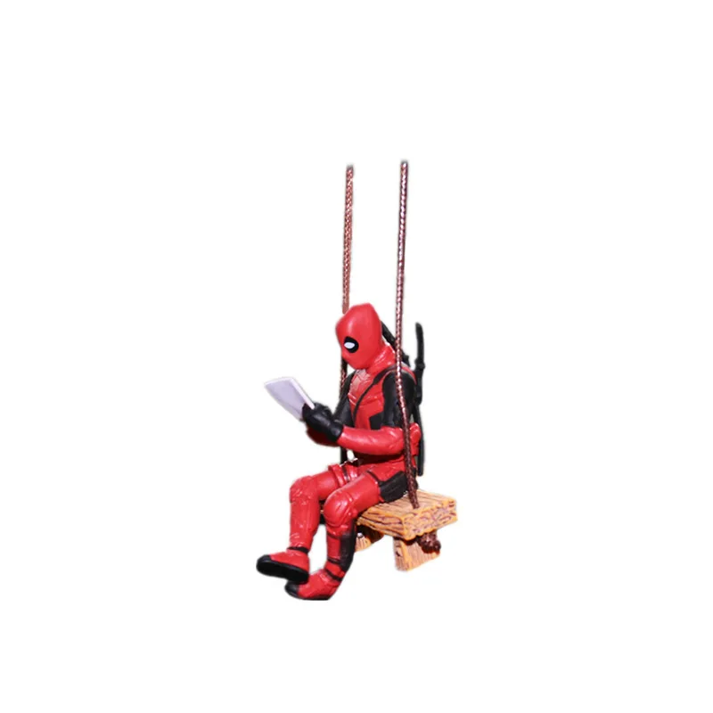 Car Interior Decor Resin Reading Book Deadpool Rear View Hanging Mini Pendant