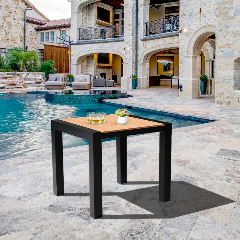 Minimalist Design Outdoor Garden Coffee Table Square Teak Dining Table for Terrace and Garden Furniture