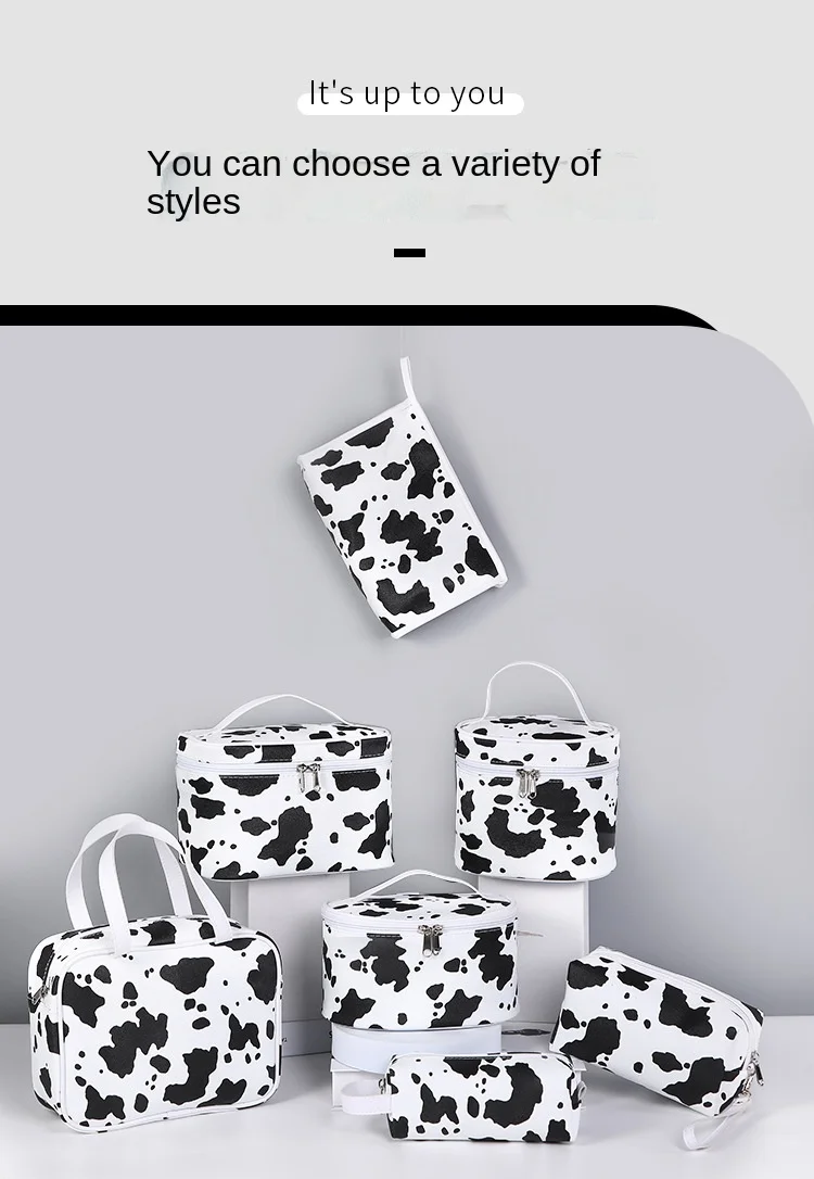 Waterproof toiletry bag for ladies on business trip Airplane Makeup bag Portable travel bag the cow grain Case