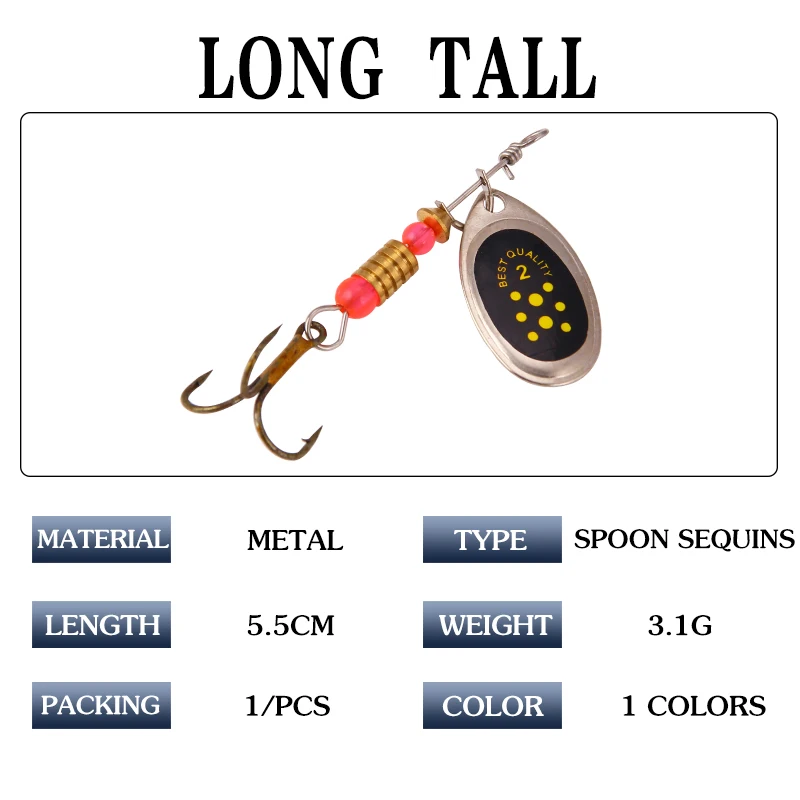 YX-69 Metal spinner bait fishing lures hard trout spoon lure