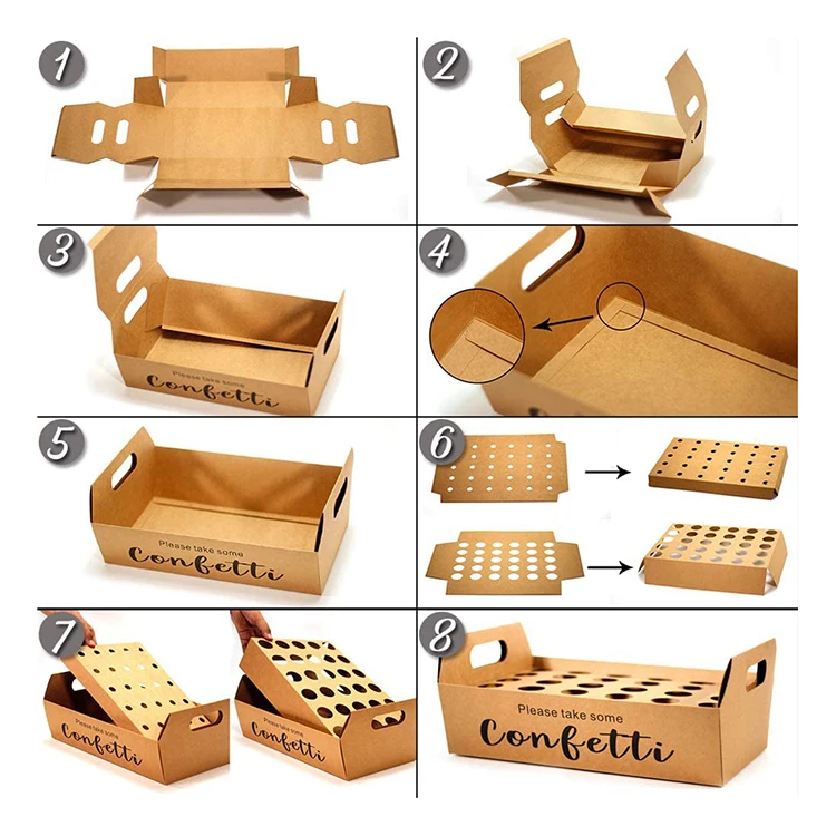 Eco Ice Cream French Fry Waffle Egg Wedding Confetti Cone Stand Packaging Box Tray Holder Kraft Shipping Mailer Box