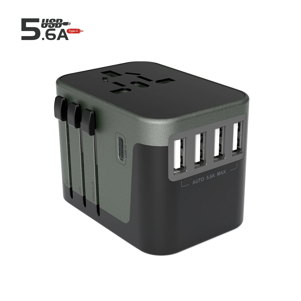 
Wontravel universal travel adapter AC power adaptor multi plug socket Type C quick charger 