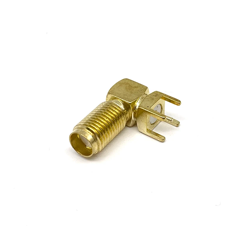 L-shaped Right Angle Elbow SMA Antenna Interface RF Connector Gold Plated External Thread Inner Hole Panel Installation