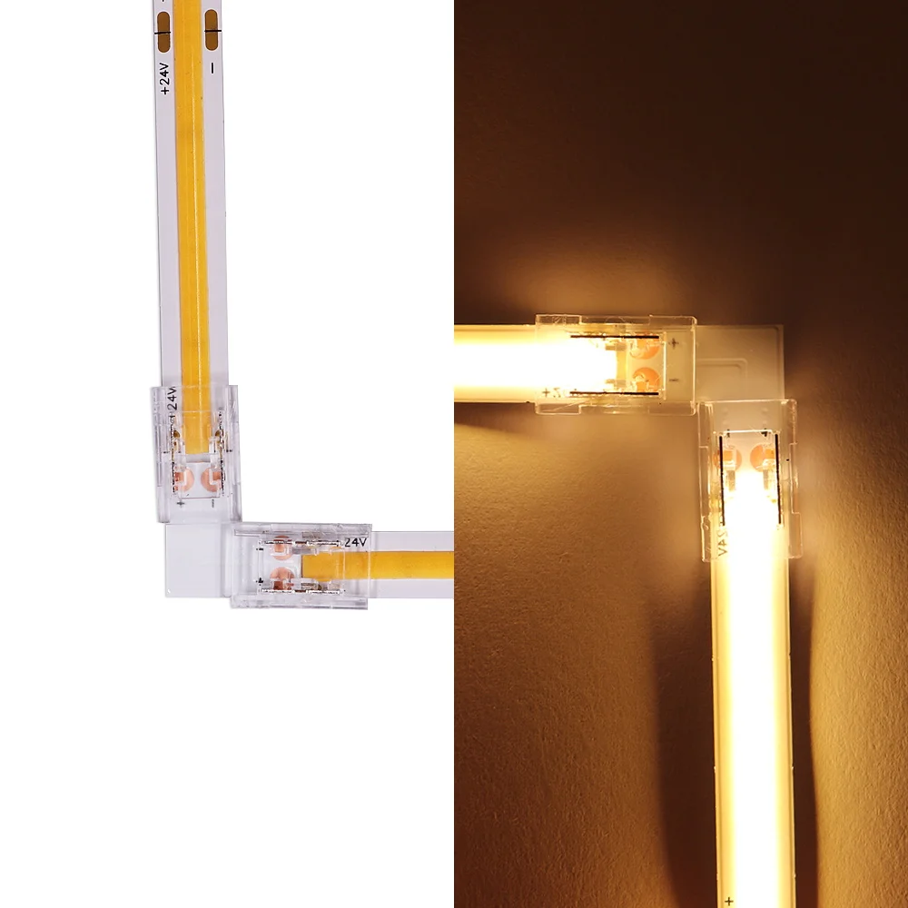 2pin 3pin 4pin COB LED Strip Fast Connector for 8mm 10mm Width PCB Single Color RGB CCT FOB LED Tape Solderless Right Angel Wire