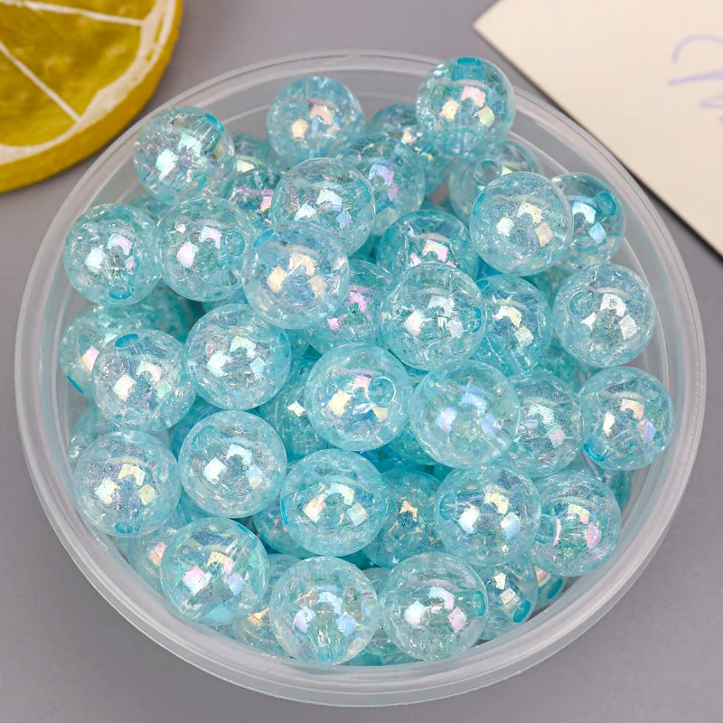 Acrylic Plastic Lucite Beads Wholesale Loose Round 8mm 10mm Crack Floral Print Acrylic Bead for Bag Making