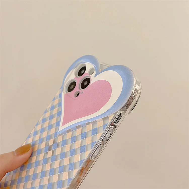 Japanese and Korean style popular big heart transparent phone case for iphone 13 pro for iphone 14
