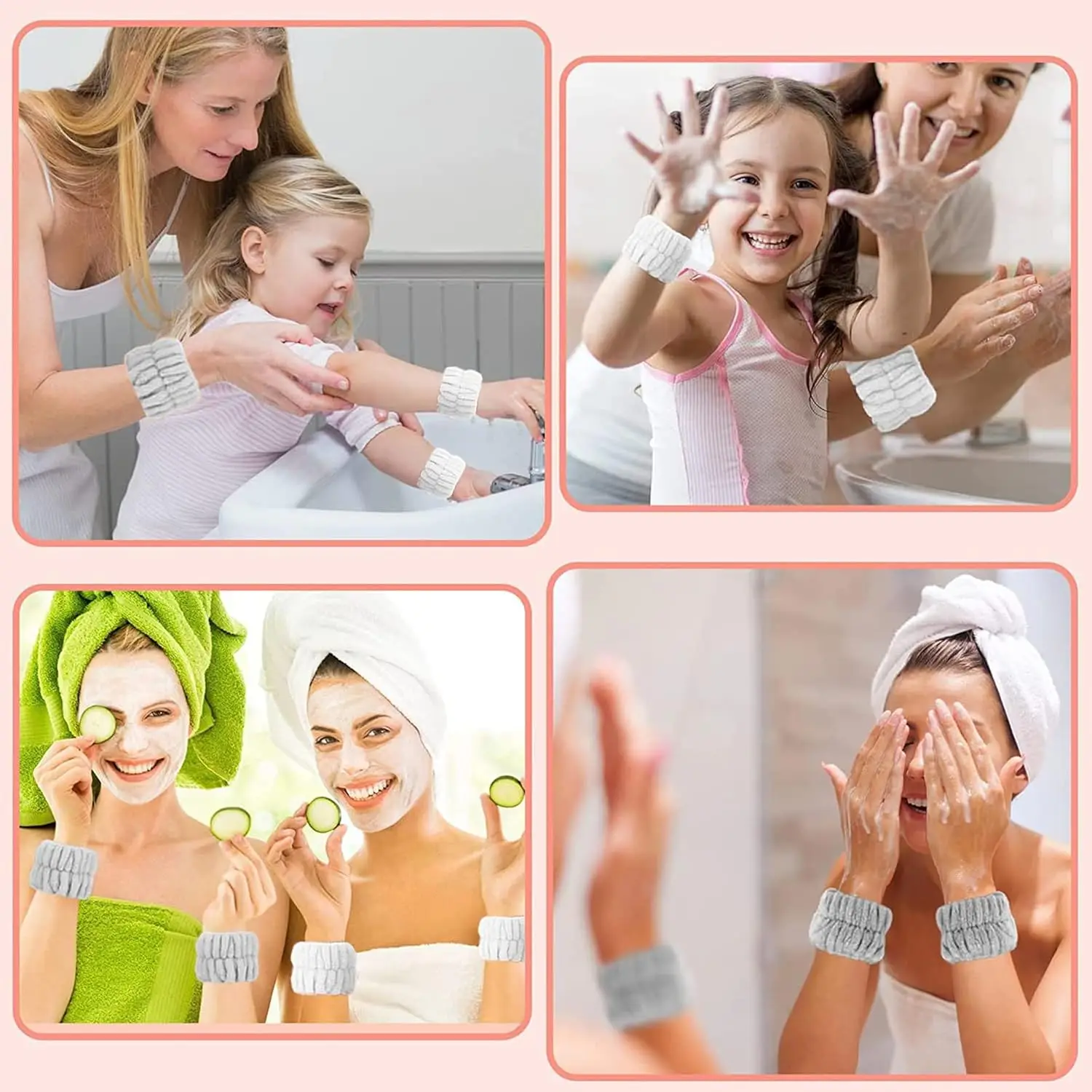 Custom Logo Elastic Flannel Facial Wrist Towel Cuff Makeup Washband Wrist band Skincare Spa Headband And Face Wash Wristband Set