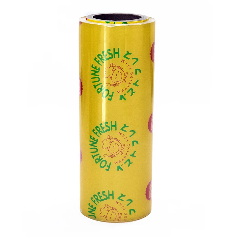 Customized FORTUNE FRESH PVC Cling Film Anti-fog Anti-stain Food Grade Wrap Roll Jumbo Roll For White Button Mushroom Fresh