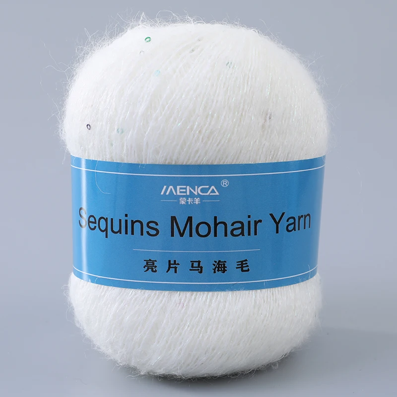 MENCA 50g/Ball Light Sequins Mohair Yarns From Factory Wholesale Hot Sale Soft Long Hair Horse Hair Yarn For Hand Knitting Scarf