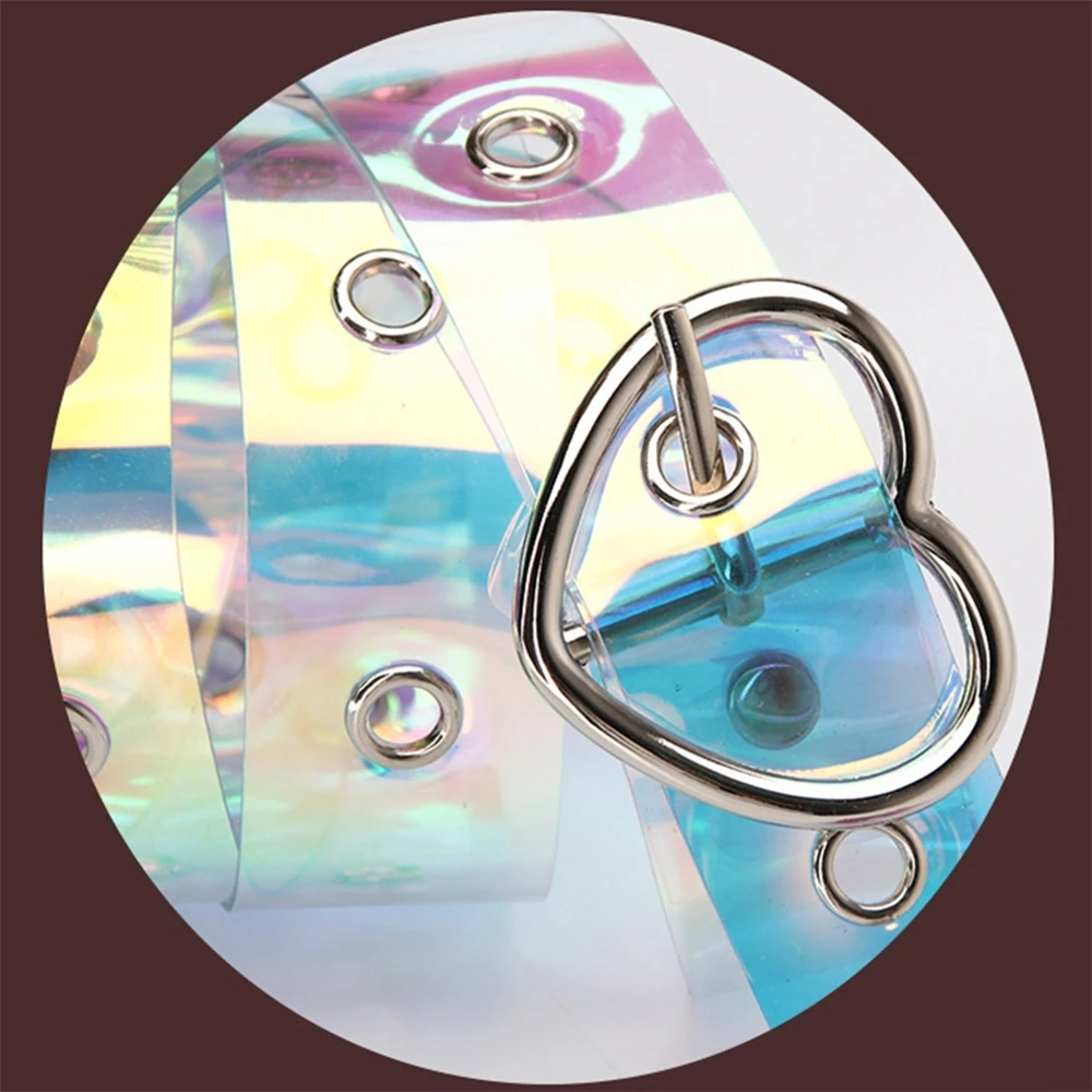 Plastic Fashion Transparent Dress Grommet with Heart Buckle Waist Belt for Women