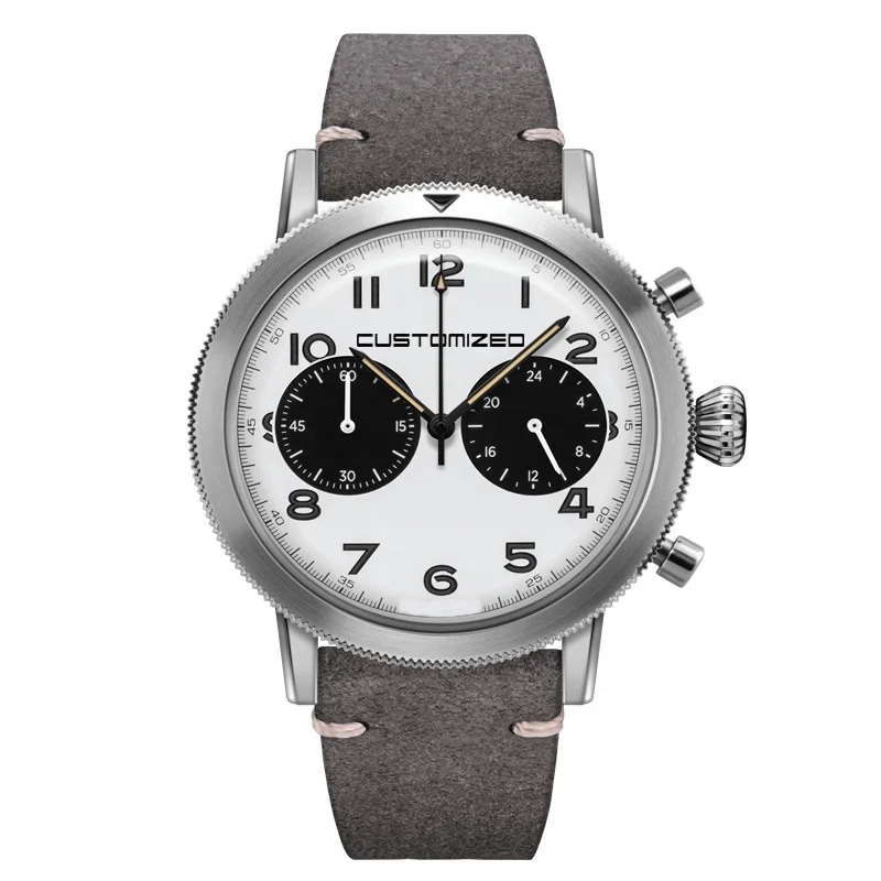 Luxury Big Dial Panda Color Chronograph Quartz Watch Stainless Steel Case Super-LumiNova Sports Wrist watch