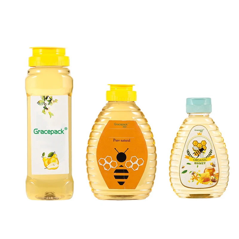 Gracepack Silicone Valve Pure Natural Squeezable Honey Shaped Bottle Jar Syrup Container Packaging 300Ml