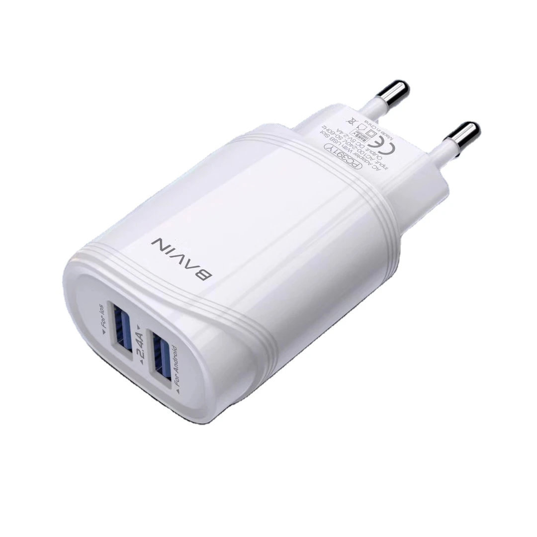 BAVIN PC391Y Factory Hot Selling Quick fast charing dual usb with cable wall phone charger for Samsung galaxy S8 S9