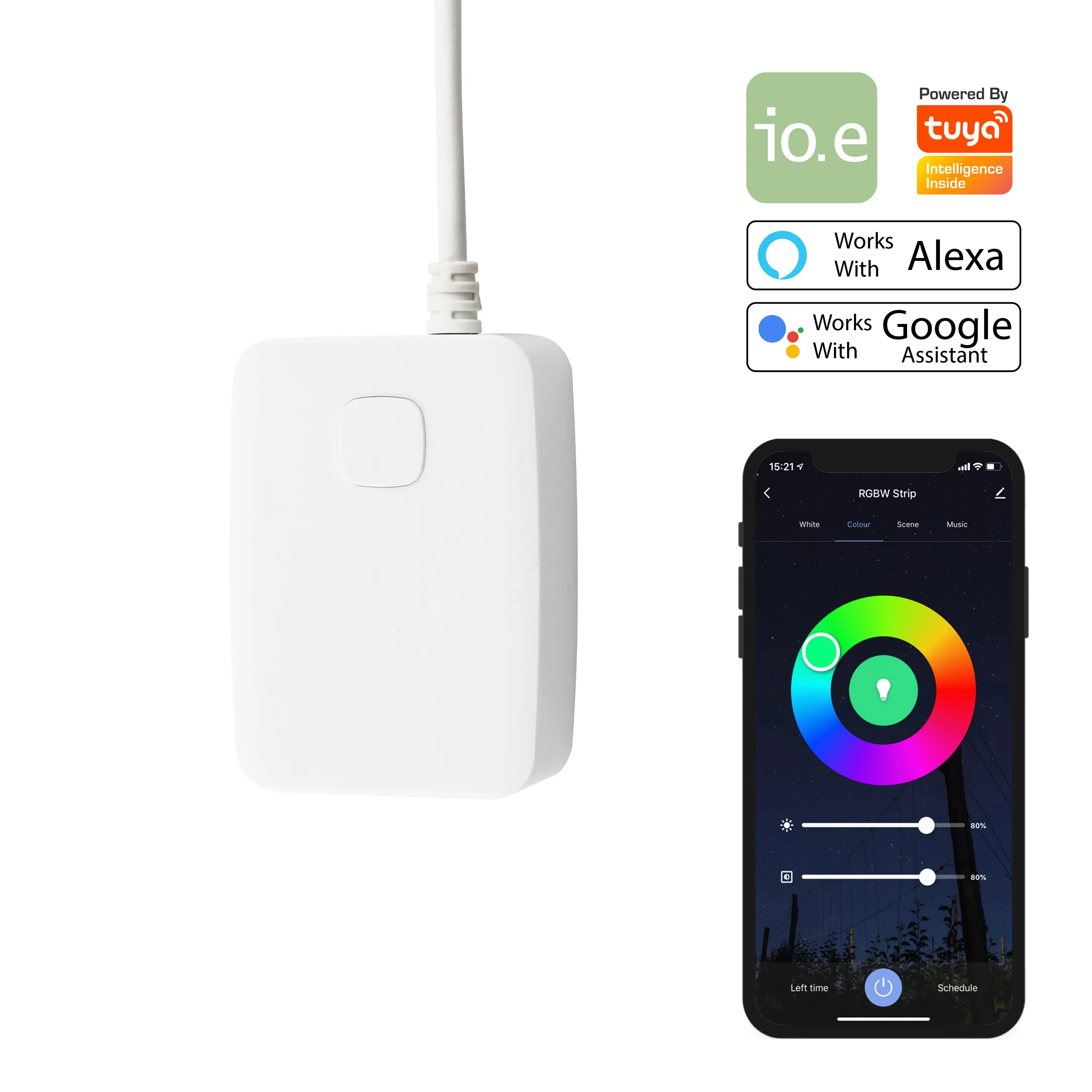 Смарт-контроллер света RGBW WiFi Tuya Smart работает с Alexa и Google Assistant