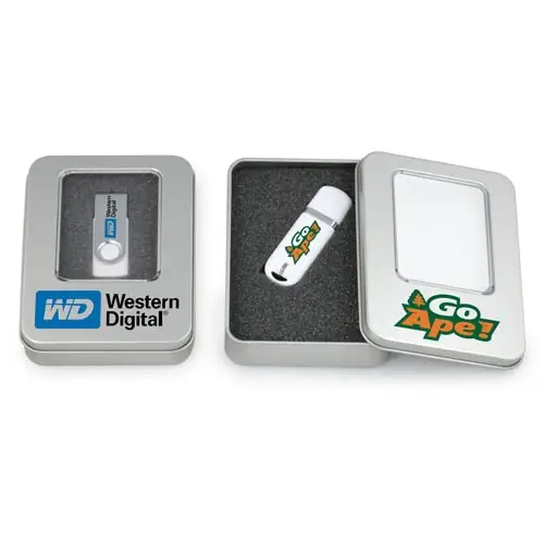 Custom usb stick packaging mini window tin box