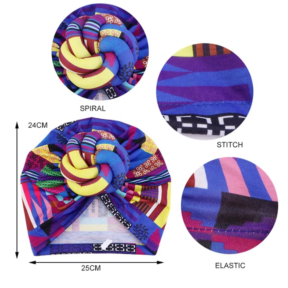 Custom Twisted Hijab Headwraps Elastic African Prints Knot Headband Turban Women