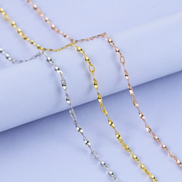 Factory price S925 sterling silver fashion jewelry white gold rose gold thin chain necklace for jewelry