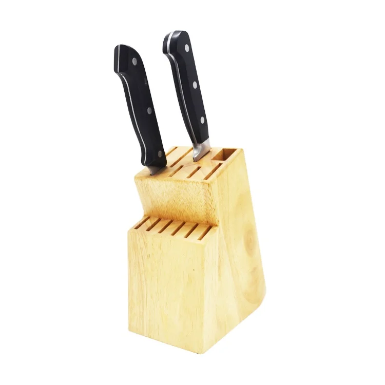 14 Slot Rubber Wood Knife Holder for Holding Knives